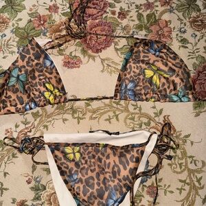 Leopard Print Bikini with Butterfly Accents